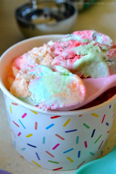 No-Churn Rainbow Sherbet Ice Cream | The Domestic Rebel