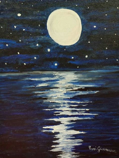 Framework Oil Painting Sea Ocean Horizon Moon Moonlight - Etsy