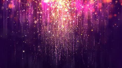 Purple Gold Glossy Rain Background with Glitter Particles, Motion Graphics