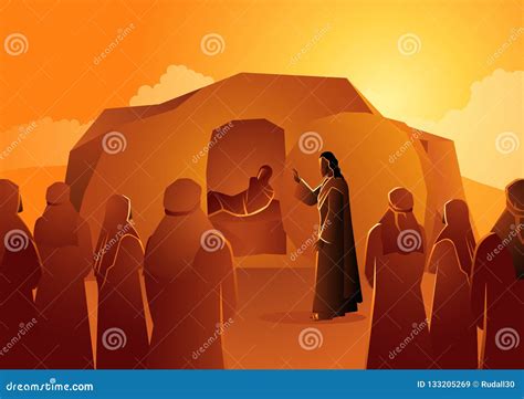 Jesus Raises Lazarus from the Dead Stock Vector - Illustration of ...