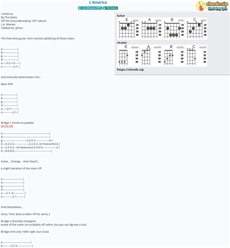 Chord: L'America - tab, song lyric, sheet, guitar, ukulele | chords.vip