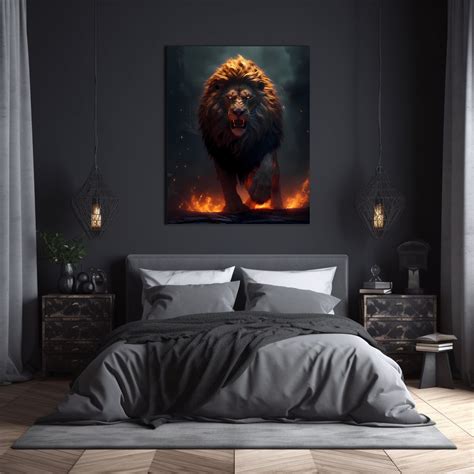 Fire Lion 1, Digital Art Print, AI Generated, Wall Art, AI Art, Digital ...