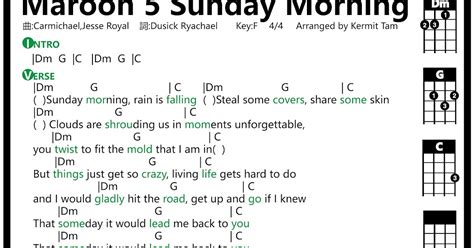 圍威喂 ukulele: Maroon5 Sunday Morning [ukulele tab]