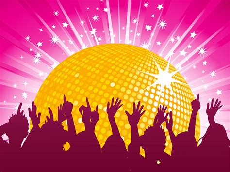 Orange disco ball and crowd party PPT Backgrounds, Orange disco ball ...