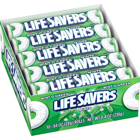 LIFE SAVERS Wint-O-Green Mints Rolls Single Size .84 Ounce 20-Count Box