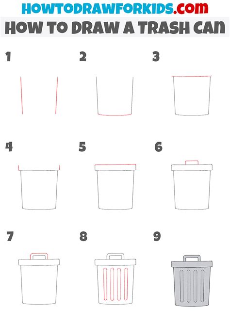 How to Draw a Trash Can - Easy Drawing Tutorial For Kids