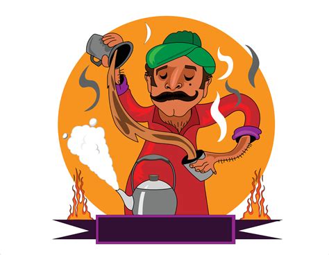 chai wala cartoon character Indian, Pakistani street tea seller 11123285 Vector Art at Vecteezy