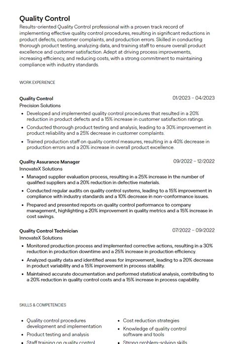 7+ Quality Control Resume Examples [with Guidance]