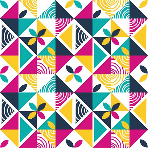 Abstract geometric pattern design in retro style bright colors vector ...