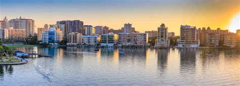 Panorama of Sarasota Skyline at Dawn, Florida Stock Image - Image of ...