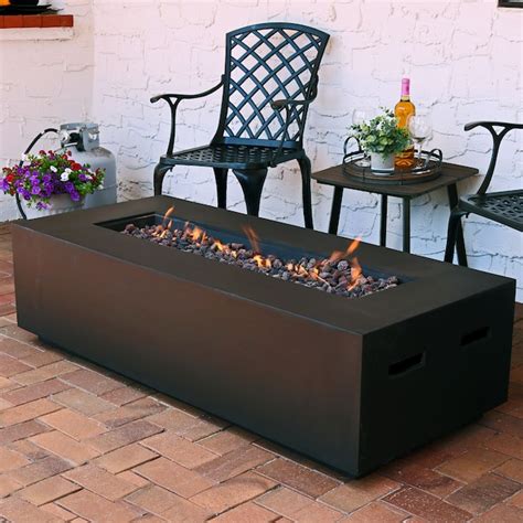 Sunnydaze Decor 56-in W Brown Concrete Rectangle Propane Gas Fire Pit ...