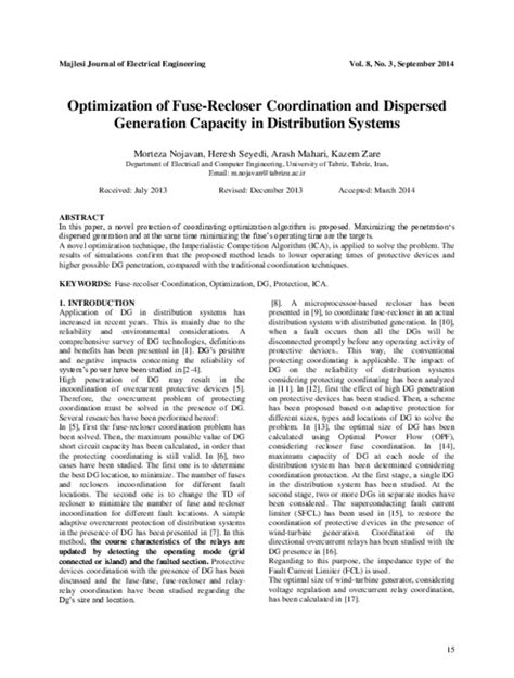 (PDF) Optimization of Fuse-Recloser Coordination and Dispersed Generation Capacity in ...