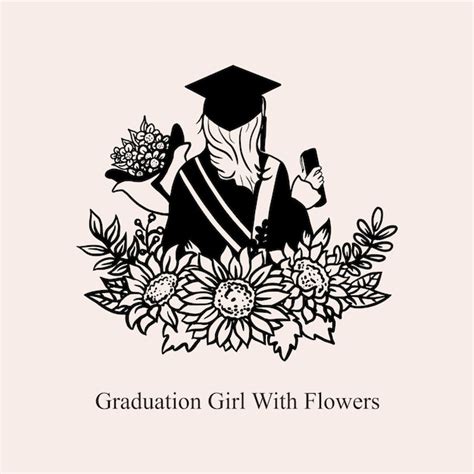 Premium Vector | Happy Graduation girl with flowers