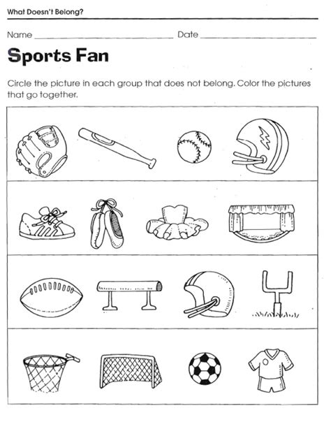 Sports Worksheets For Kindergarten