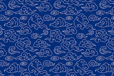 Free Vector | Chinese blue background, cloud pattern illustration vector