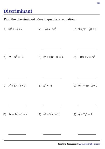 The Discriminant Of A Quadratic Worksheet - Quadraticworksheet.com