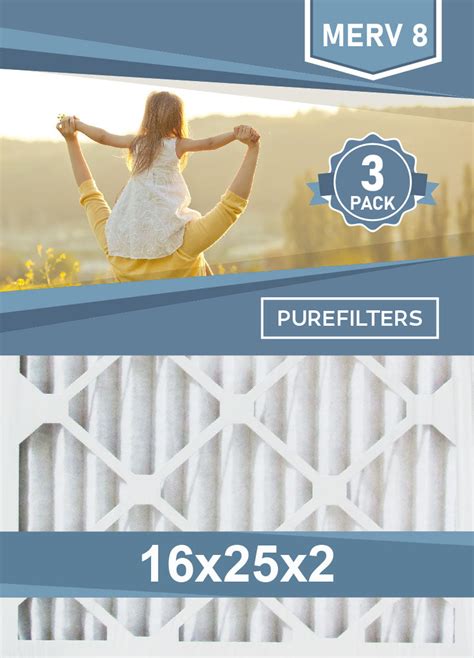 Pleated 16x25x2 Furnace Filters - (3-Pack) - MERV 8, MERV 11 and MERV 13 | PureFilters