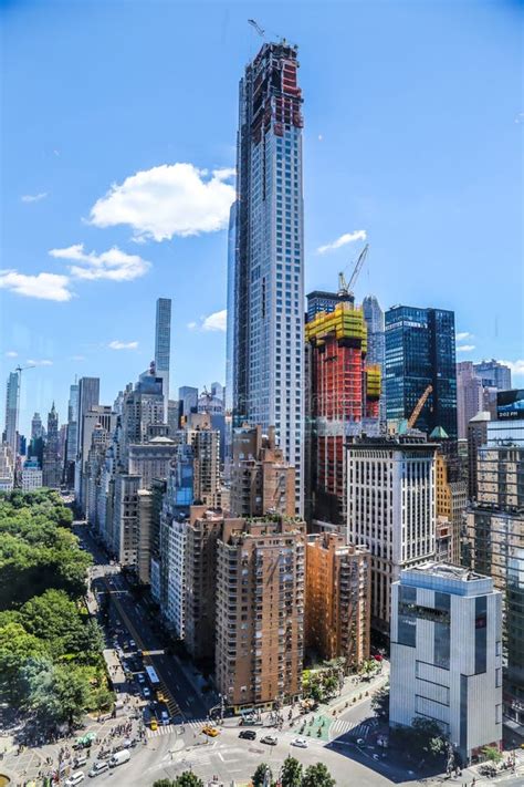 Aerial View of Central Park South or East 59th Street in New York City ...