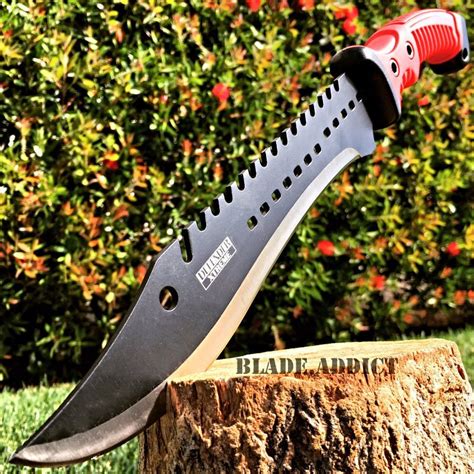 15.5" TACTICAL HUNTING SURVIVAL BLADE MACHETE Rambo Knife Sword Camping RED | Rambo knife ...