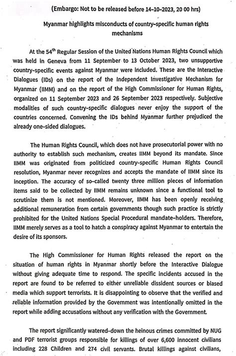 Myanmar highlights misconducts of country-specific human rights ...