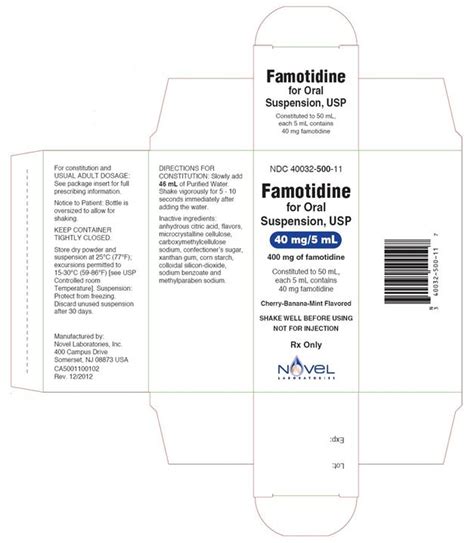 Famotidine Oral Suspension - FDA prescribing information, side effects and uses