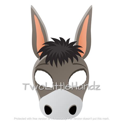 Donkey Printable Mask Animal Masks for Kids Party Printable Coloring ...