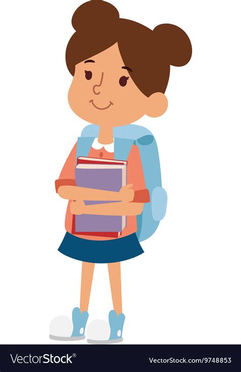 School kid girl education character Royalty Free Vector