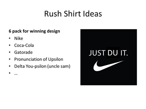 Rush Shirt Ideas 6 pack for winning design Nike Coca-Cola Gatorade Pronunciation of Upsilon ...