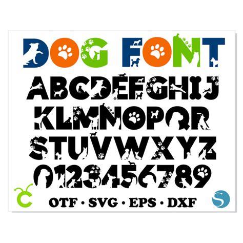 Dog Font SVG Cricut, Dog Font TTF, Paw font svg, Doggies Fon - Inspire ...