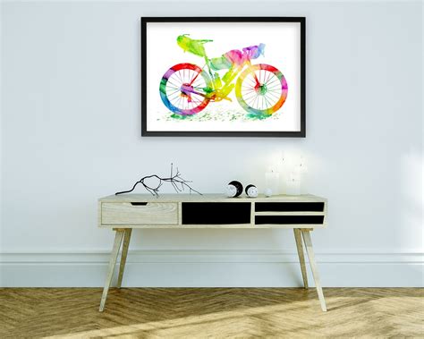 Bicycle Art Print Bikepacking Watercolor Art Bike Touring | Etsy