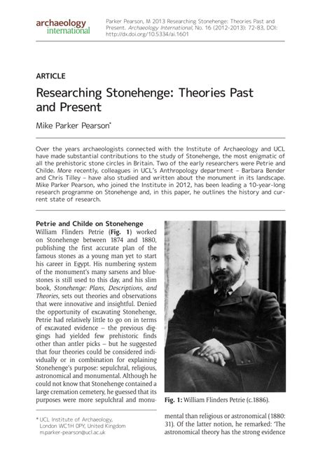 (PDF) Researching Stonehenge: Theories Past and Present