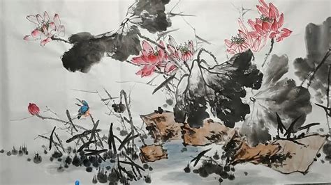 Chinese brush painting of Lotus by artist Zhi Fei - YouTube