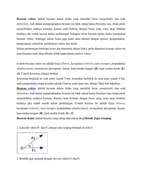 Besaran Vektor Adalah Besaran Dalam Fisika Yang Memiliki Besar | PDF