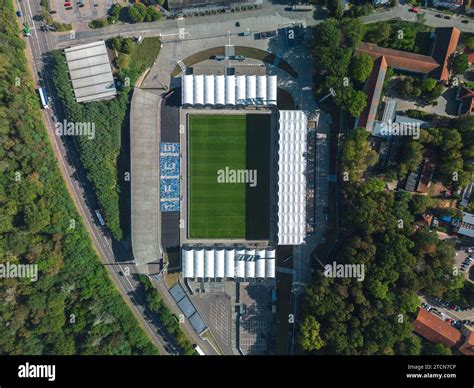 Aerial autumn panoramic view of Ludwigsparkstadion, home stadium for 1 ...