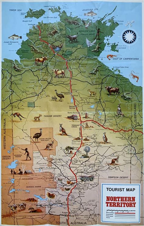 Tourist Map. Northern Territory, Australia. About 1980. | Tourist map ...