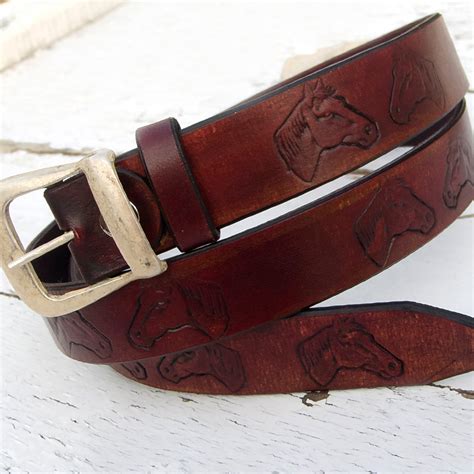 Women Leather Belt Cowboy Belt Horse Design Leather Belt - Etsy