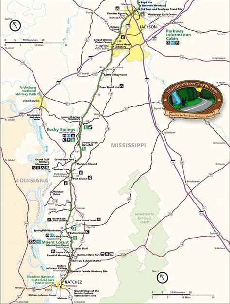 Southern Mississippi Downloadable / Printable Natchez Trace Maps - NatchezTraceTravel.com