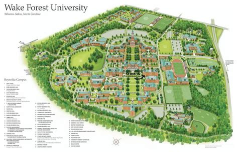 a map of the wake forest university campus