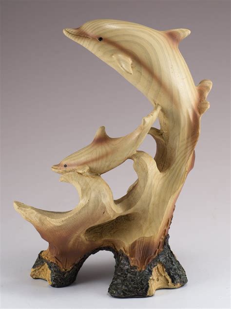 Two Dolphins Riding Wave Figurine Faux Wood Carved Look 7 | Wood carving, Wood carving patterns ...