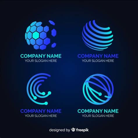 four logos with different shapes and colors for company identity or ...