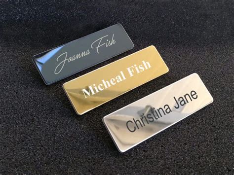 Custom Engraving Name Tag Black | Silver | Gold – Metal