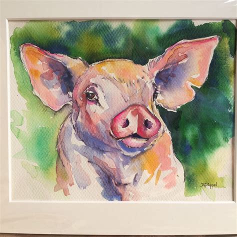 Pig Painting Pig Watercolor Painting Piglet Painting - Etsy