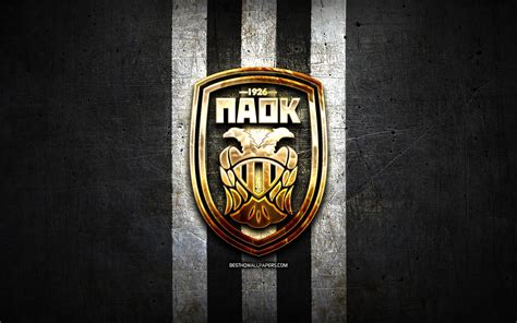 Download wallpapers PAOK FC, golden logo, Super League Greece, black ...