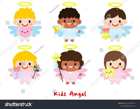 Kids Angel Flat Clipart Children Angel Stock Vector (Royalty Free ...