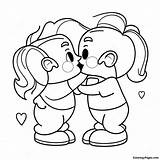 Cute Cartoon Kiss Coloring Page  Pagescom sketch template