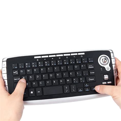 E30 2.4GHz Wireless Keyboard with Trackball Mouse Scroll Wheel Remote Control for Android TV BOX ...