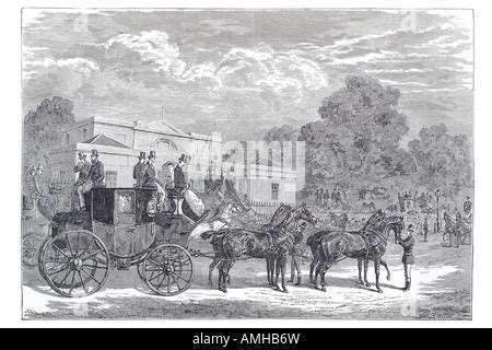 Four-in-hand carriage, 19th century illustration Stock Photo - Alamy