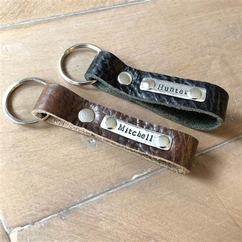 Personalized Keychain Leather Key Fob Love Squared Designs | Etsy