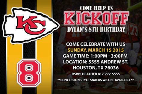 Kansas City Chiefs NFL birthday Invitation | Birthday invitations ...