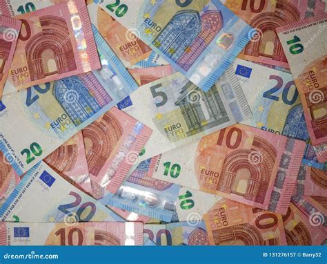 Euro Currency Banknotes Overhead View. Various Denominations of European Currency Notes, Top ...